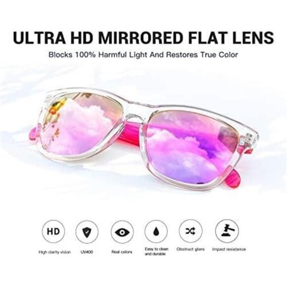 Sunglasses UV400 Mirrored Lens pink - Picture 3 of 7